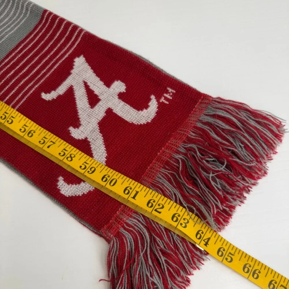Alabama Crimson Tide Scarf Men 64.5x6.5 Fringe Spell Out Logo Work Party Core Nw